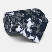 Cravate de camouflage noir/gris pour hommes (Roulé)