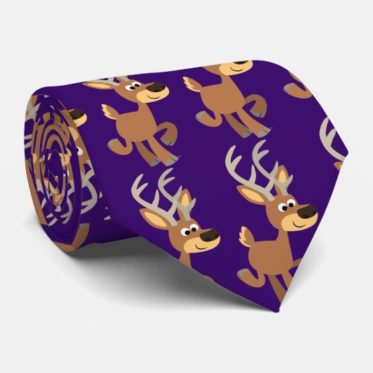Cravate de cerfs en caricature mignon (Roulé)