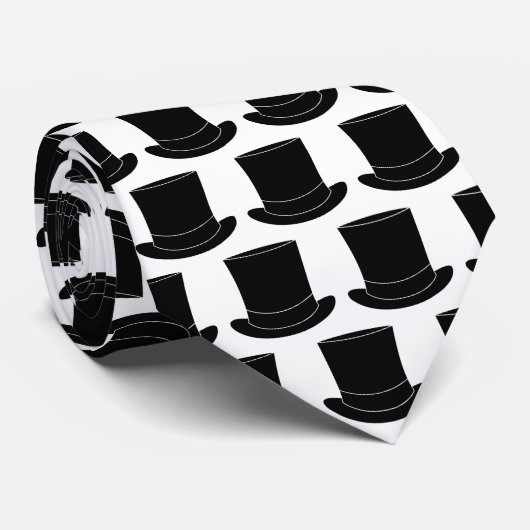 Cravate de chapeau haut en noir et blanc pour le m (Roulé)