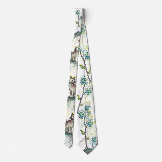 cravate de chat noir et jaune, cravate masculine (Dos)