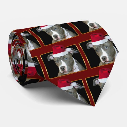 Cravate de chiot de pitbull de Noël (Roulé)