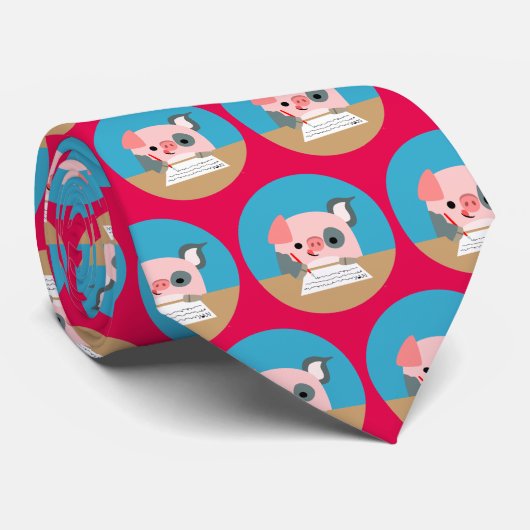 Cravate de cochon de dessin mignon (Roulé)