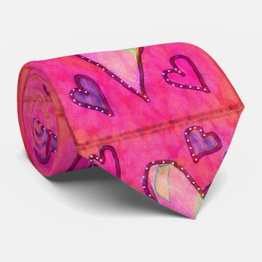 cravate de coeur rose (Roulé)