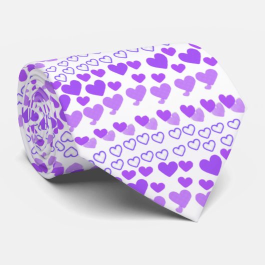 Cravate de coeur violet uniforme (Roulé)