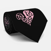 Cravate de conception cardiaque en roses et noir e (Roulé)
