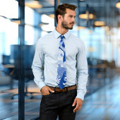 Cravate de conception de feuilles bleues et blanch