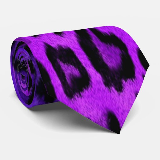 Cravate de conception Empreinte de léopard violet (Roulé)