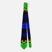 Cravate de conception fractale bleu et vert brilla (Devant)