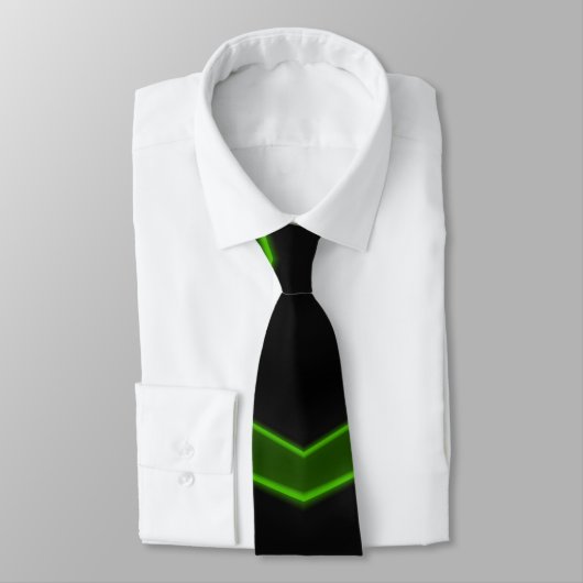 cravate de conception originale en noir vert 3D Sh (Attaché)