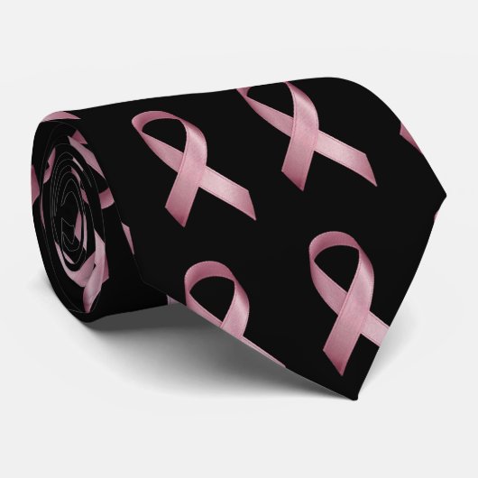 CRAVATE DE CONSCIENCE DE CANCER DU SEIN - NOIR (Roulé)