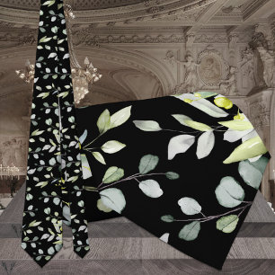 Cravate de cou de mariage en eucalyptus noir.
