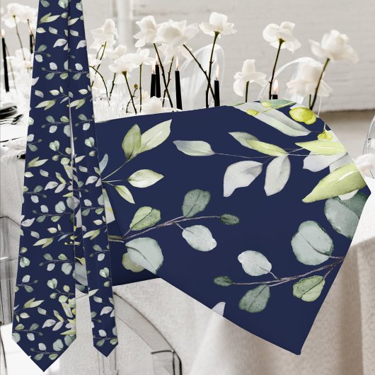 Cravate de cou de mariage vert eucalyptus marine p