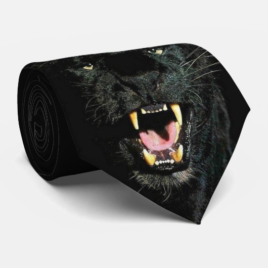 Cravate de cravate de panthère noire (Roulé)