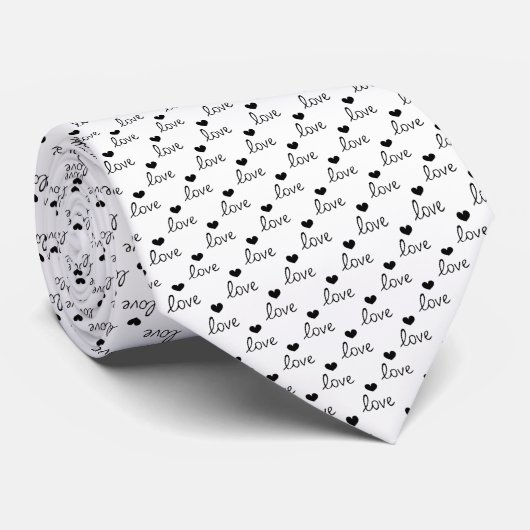 Cravate de design d'amour blanc (Roulé)