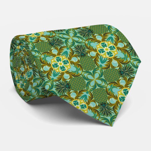 Cravate de design d'ananas en bord de mer (Roulé)