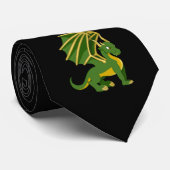 Cravate de dessin animé dragon vert (Roulé)