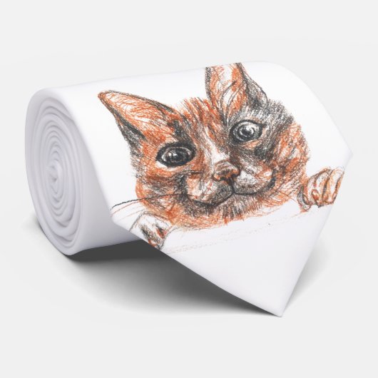 Cravate de dessin de chat (Roulé)