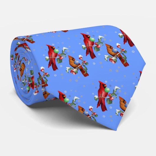 Cravate de deux oiseaux de Noël (Roulé)