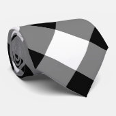 Cravate de diagonale En vichy géant noir et blanc (Roulé)