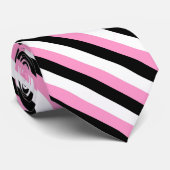 Cravate de diagonale noire, rose et blanche (Roulé)