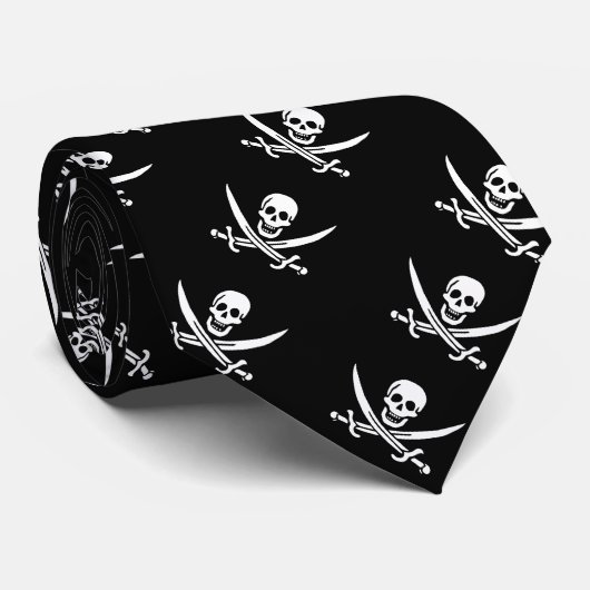 Cravate de "drapeau de pirate de Jack de calicot" (Roulé)