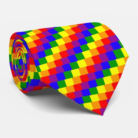 Cravate de fierté d'arc-en-ciel - checkered (Roulé)