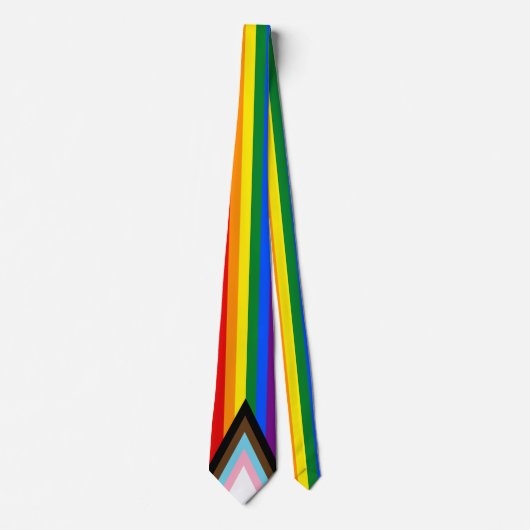 Cravate de fierté et progrès drapeau arc-en-ciel / (Devant)
