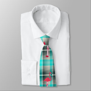 Cravate de Flamants roses plaid - HAMbWG