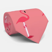 Cravate de Flamants roses roses en Saumon - HAMbWG (Roulé)