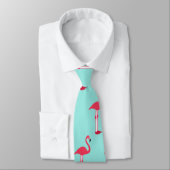 Cravate de Flamants roses roses en vert Mint - HAM (Attaché)