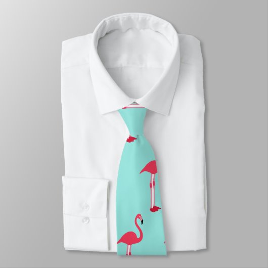 Cravate de Flamants roses roses en vert Mint - HAM (Attaché)
