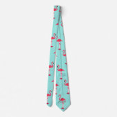 Cravate de Flamants roses roses en vert Mint - HAM (Dos)