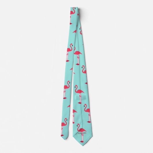 Cravate de Flamants roses roses en vert Mint - HAM (Dos)