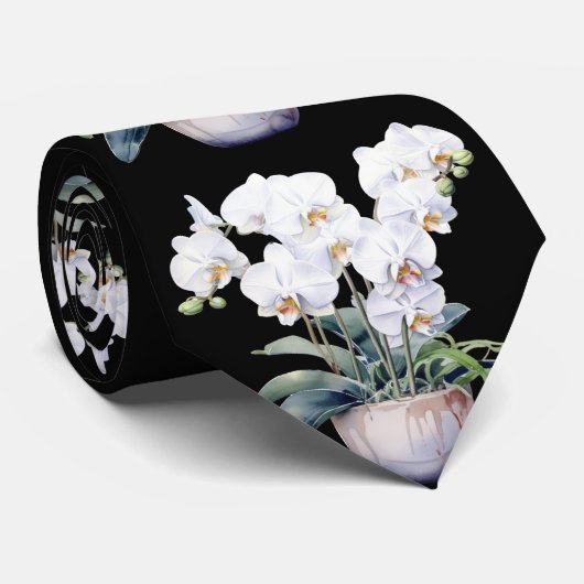 Cravate de fleurs d'orchidées blanches (Roulé)