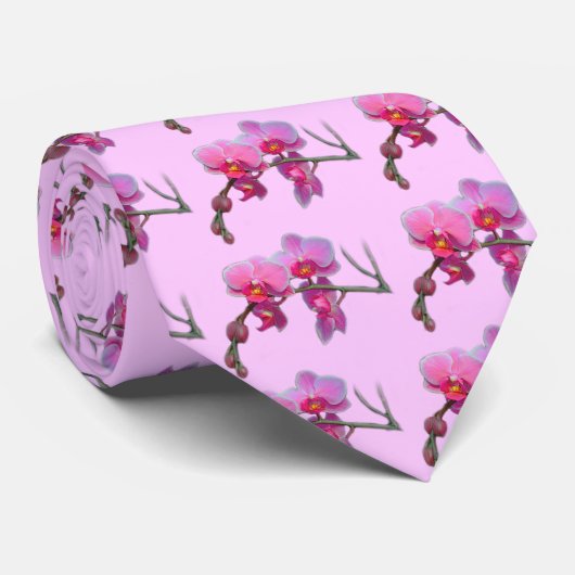 cravate de fleurs d'orchidées roses (Roulé)