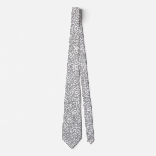 Cravate de fleurs gris clair monochrome (Devant)