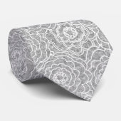 Cravate de fleurs gris clair monochrome (Roulé)