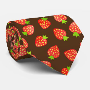 Cravate De fraise de fruit de motif brun ou coutume assez