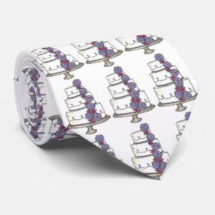 Cravate de gâteaux Mariage Groom Fleurs violettes