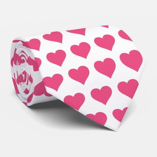 Cravate de Glam White et Rose Hearts (Roulé)