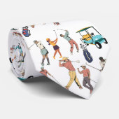 Cravate de golf amusante. Clubs de golf, voiturett (Roulé)