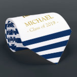 cravate de graduation personnalisée en or et en ma<br><div class="desc">cravate de graduation personnalisée en or et en marine</div>