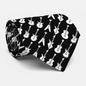 Cravate de guitares noir et blanc (Roulé)