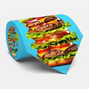 Cravate de hamburger géant bleu - Cravate amusante