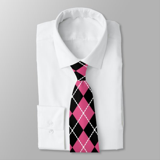 Cravate de Jacquard noir rose (Attaché)