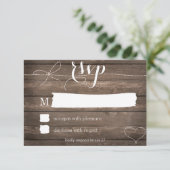 Cravate de la carte RSVP de mariage en bois rustiq (Debout devant)