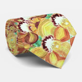 Cravate de l'homme - Orchidées orange et jaune. (Roulé)