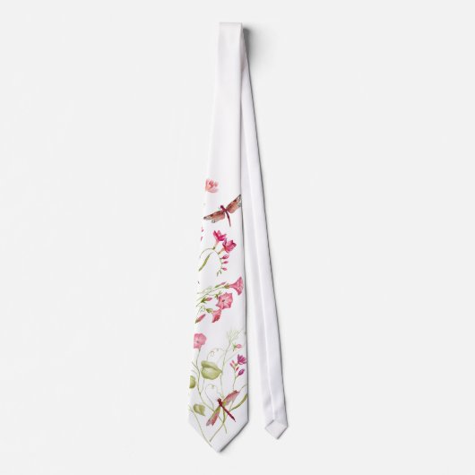 Cravate de libellules de fleurs roses (Devant)