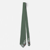 Cravate de luxe sage vert botanique monogramme pou (Devant)
