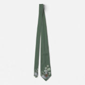 Cravate de luxe sage vert botanique monogramme pou (Dos)